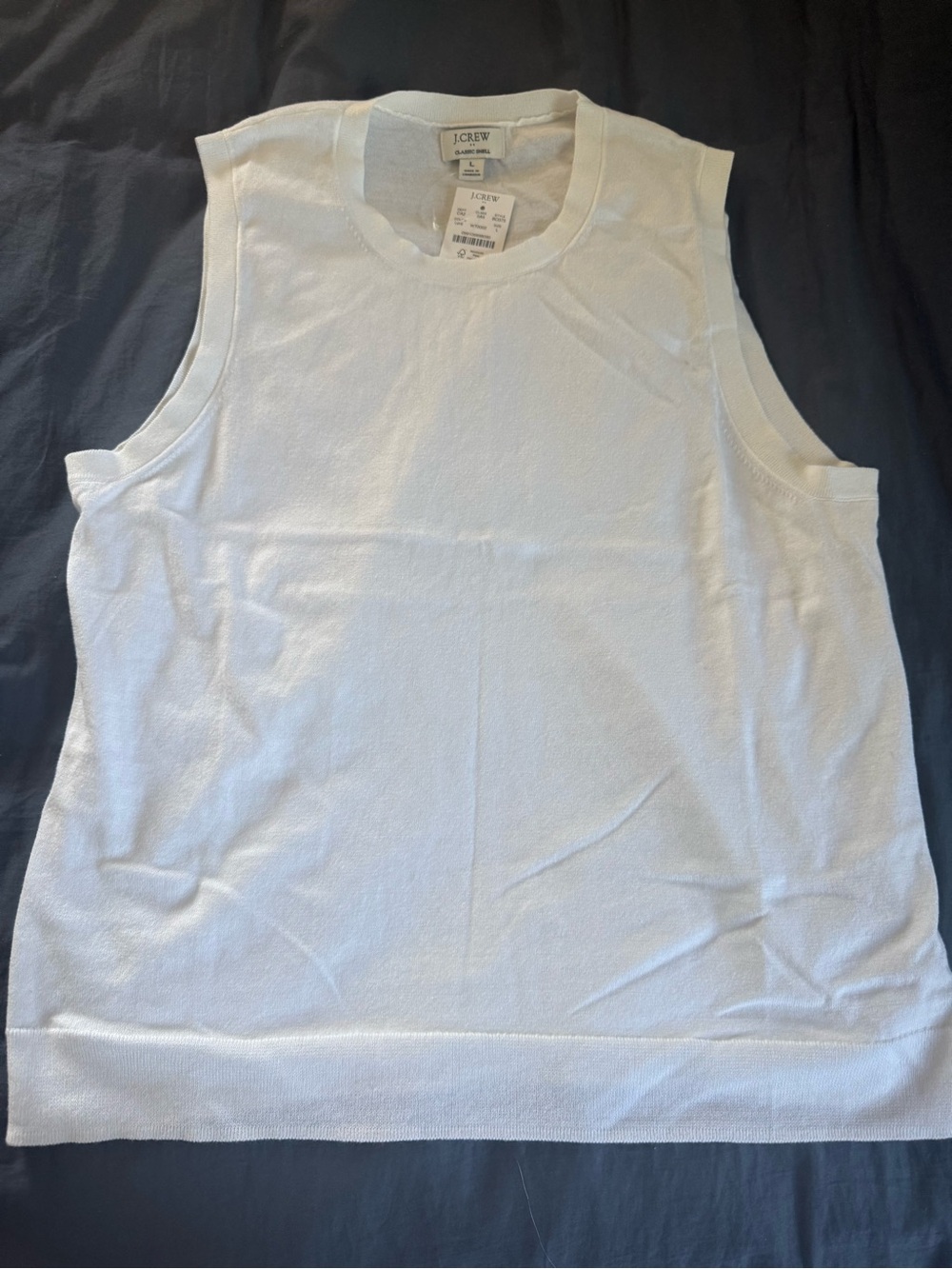 J. Crew Women’s White Knit Sleeveless Classic Shell, 100% Cotton, NWT